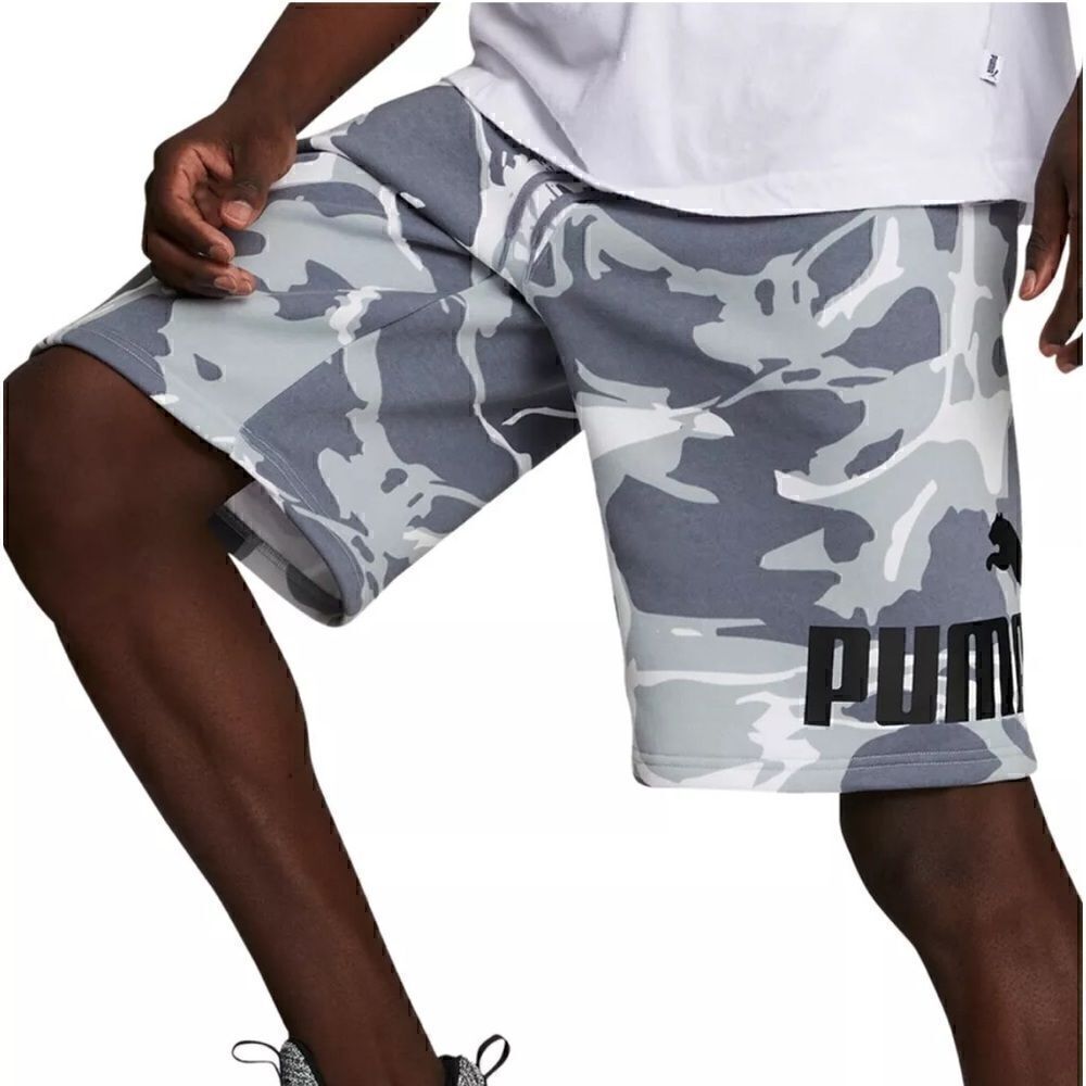 PUMA Men's Splash Regular-Fit Abstract-Print 10" Fleece Shorts